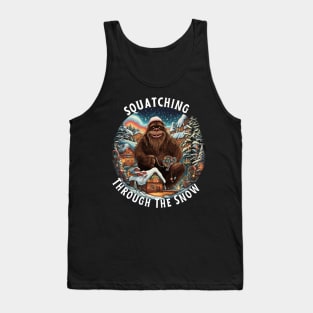 Bigfoot Squatching Through The Snow Christmas Xmas Tank Top